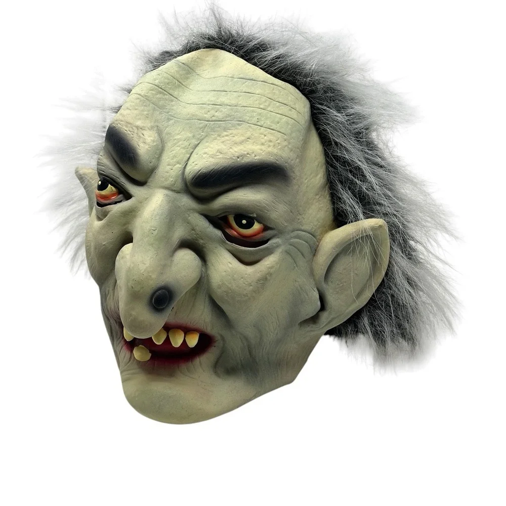 Vintage 1999 Paper Magic Group Latex Mask Ghoul Gray Hair Yellow Teeth Halloween